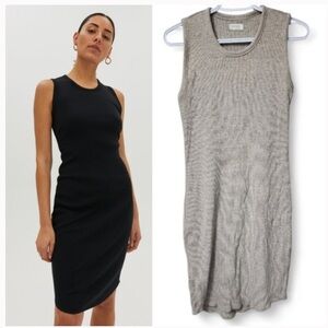 Aritzia Community Grey Midi Ribbed Sleeveless Stretch Tank Dress Size S
